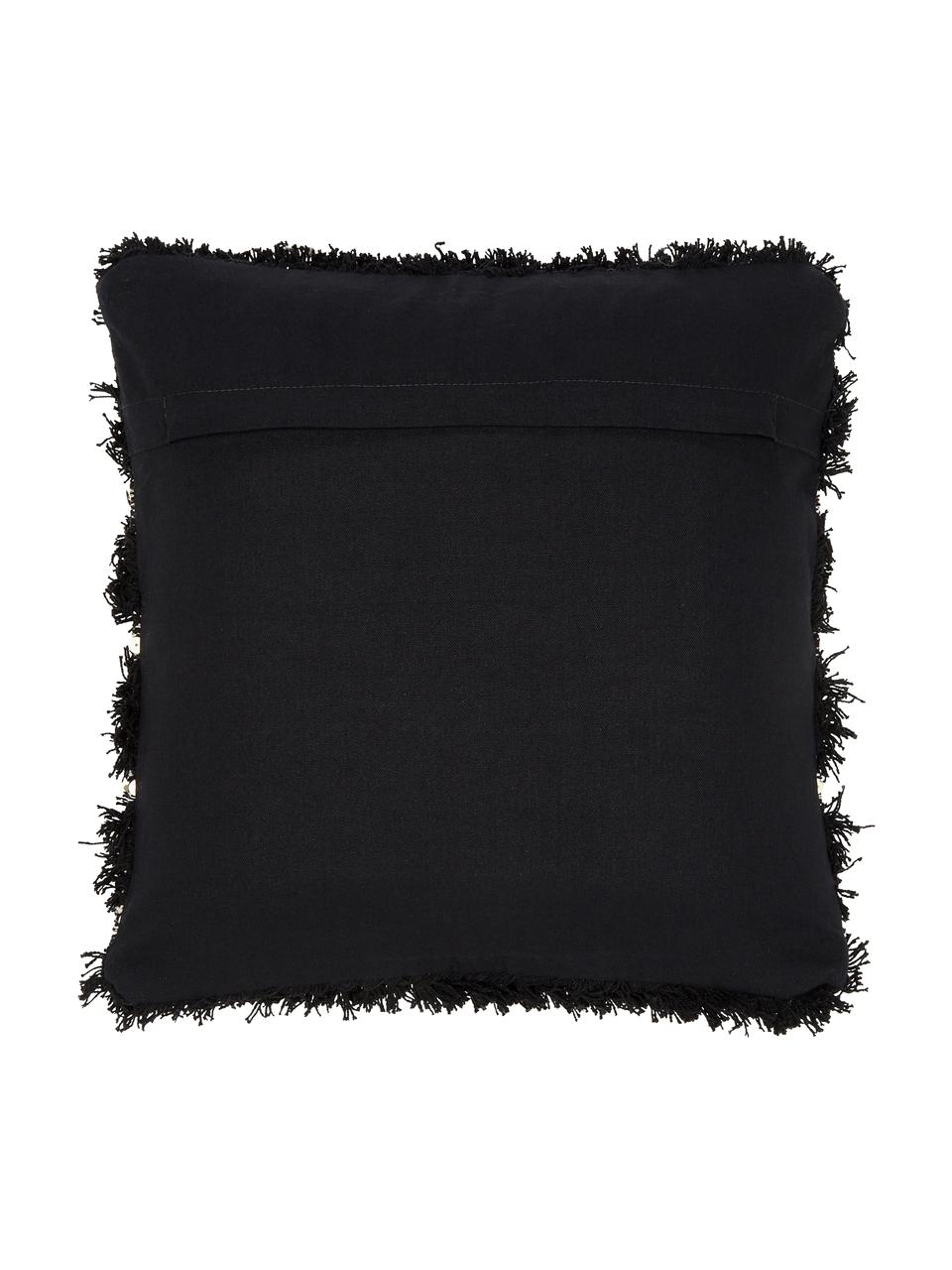 Housse de coussin 45x45 ethnique Joana, Beige, noir