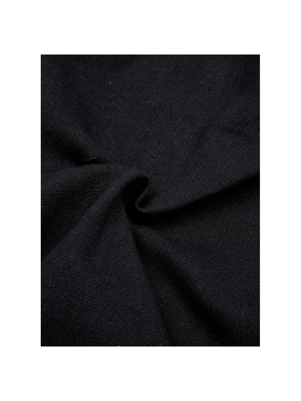 Kussenhoes Joana met decoratie, 100% katoen, Beige, zwart, 45 x 45 cm