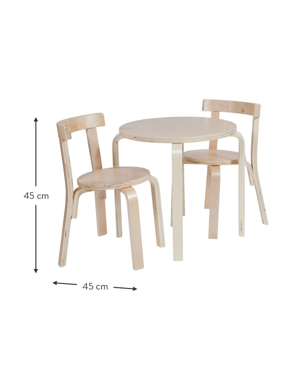 Set de mesa infantil Silvio, 3 pzas., Beige, Set de diferentes tamaños