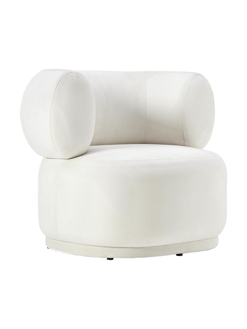 Sillón de terciopelo Cori, Tapizado: 100% poliéster, Estructura: madera de eucalipto, Terciopelo blanco crema, An 100 x Al 84 cm