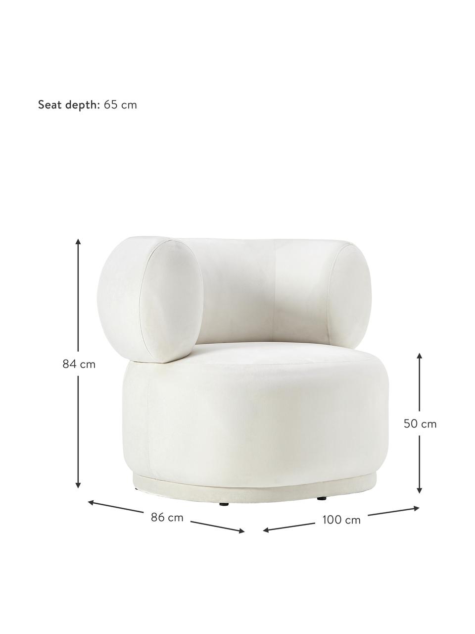 Samt-Sessel Cori, Bezug: 100 % Polyester (Samt), Gestell: Eukalyptusholz, Samt Cremeweiß, B 100 x H 84 cm
