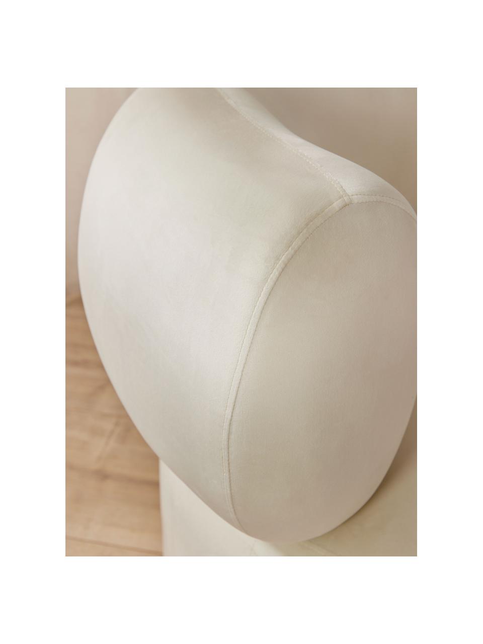 Sillón de terciopelo Cori, Tapizado: 100% poliéster, Estructura: madera de eucalipto, Terciopelo blanco crema, An 100 x Al 84 cm