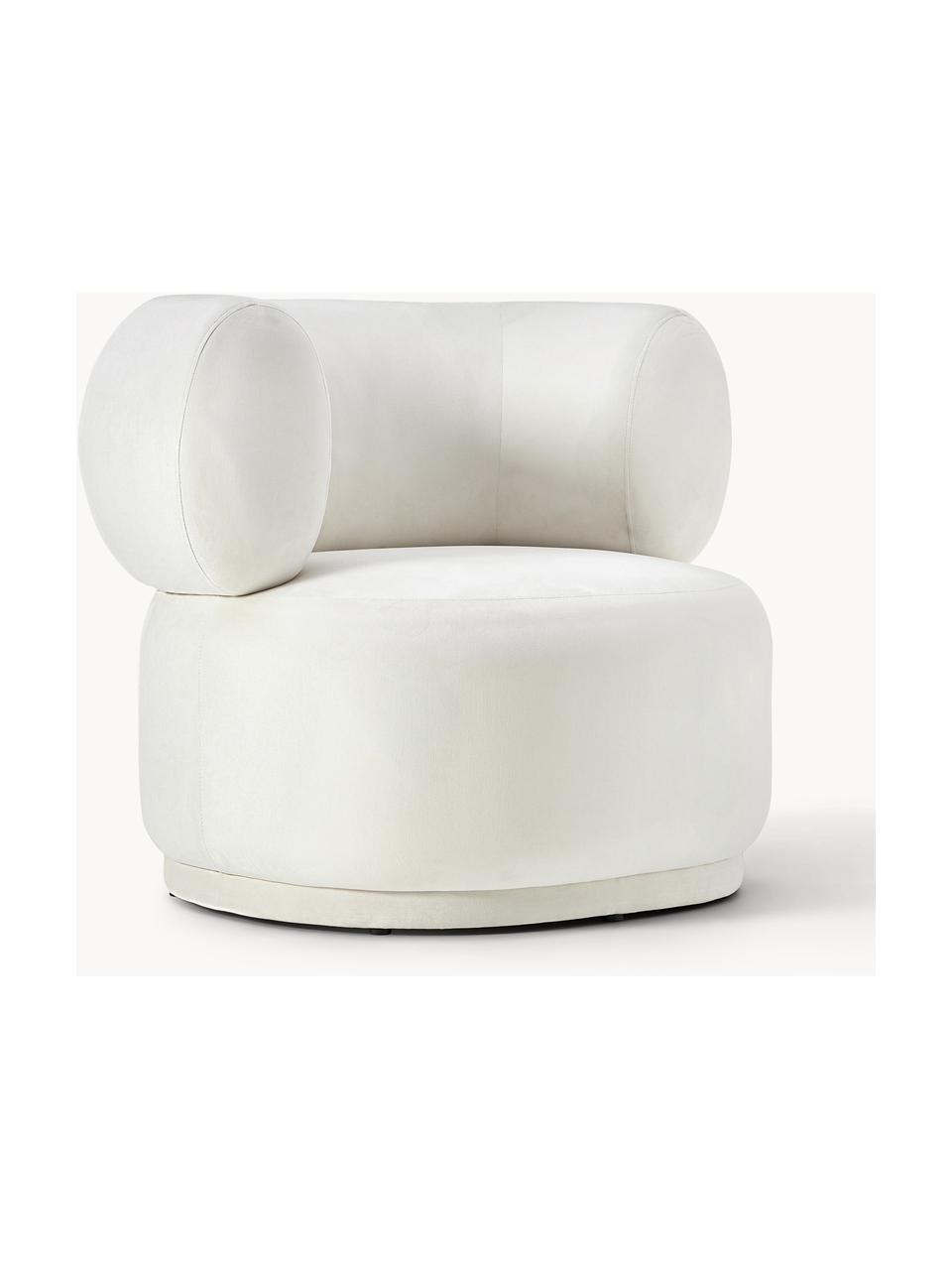 Fauteuil en velours Cori, Velours blanc crème, larg. 100 x haut. 84 cm