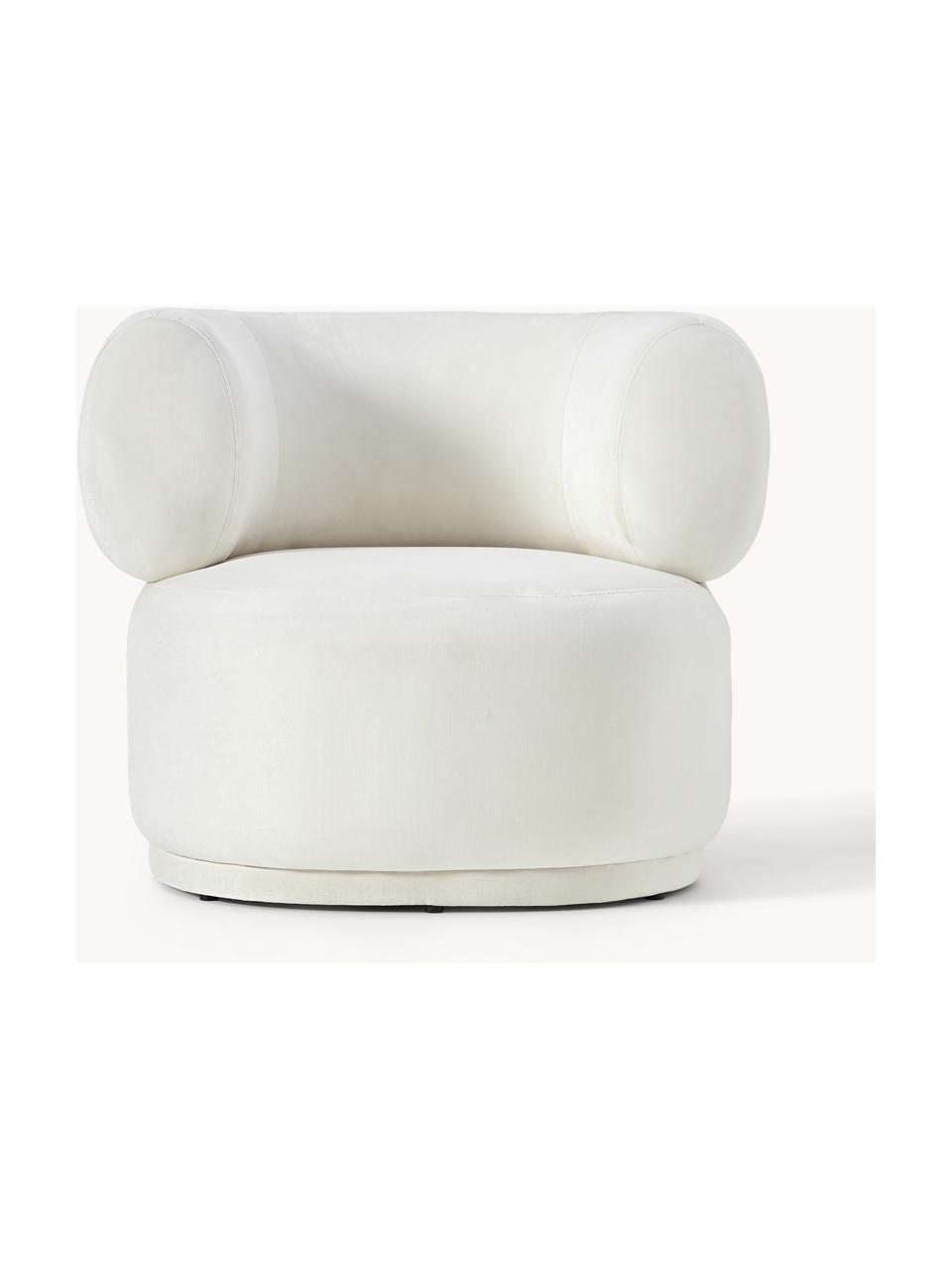 Fluwelen fauteuil Cori, Bekleding: 100% polypropyleen Met 25, Frame: eucalyptushout Dit produc, Fluweel crèmewit, B 100 x H 84 cm
