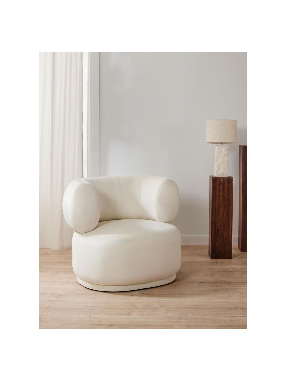 Fauteuil en velours Cori, Velours blanc crème, larg. 100 x haut. 84 cm