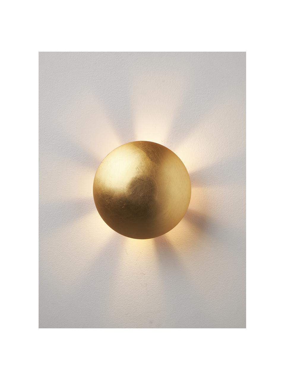 Wandlamp Sunset met antieke afwerking, Gecoat metaal, Goudkleurig, Ø 17 x D 8 cm