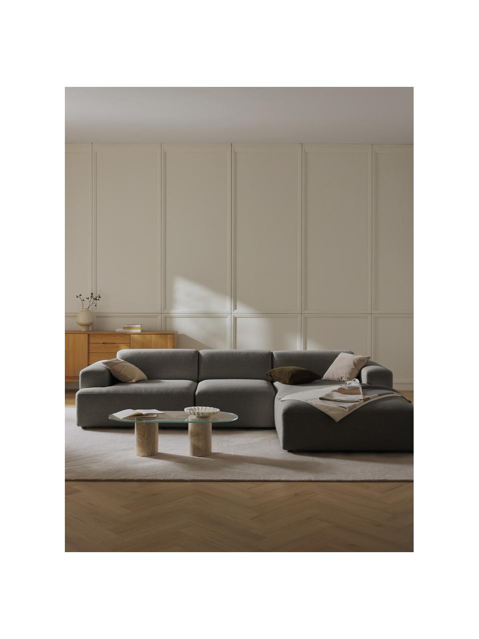 Ecksofa Melva (4-Sitzer), Bezug: 100 % Polyester Der strap, Gestell: Massives Kiefern- und Fic, Füße: Kunststoff Dieses Produkt, Webstoff Anthrazit, B 319 x T 195 cm, Eckteil links