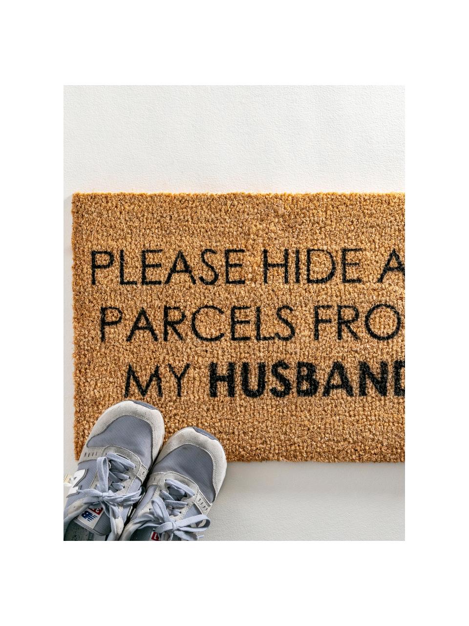 Rohožka Please hide all parcels from my husband, Hnedá, Š 40 x D 60 cm