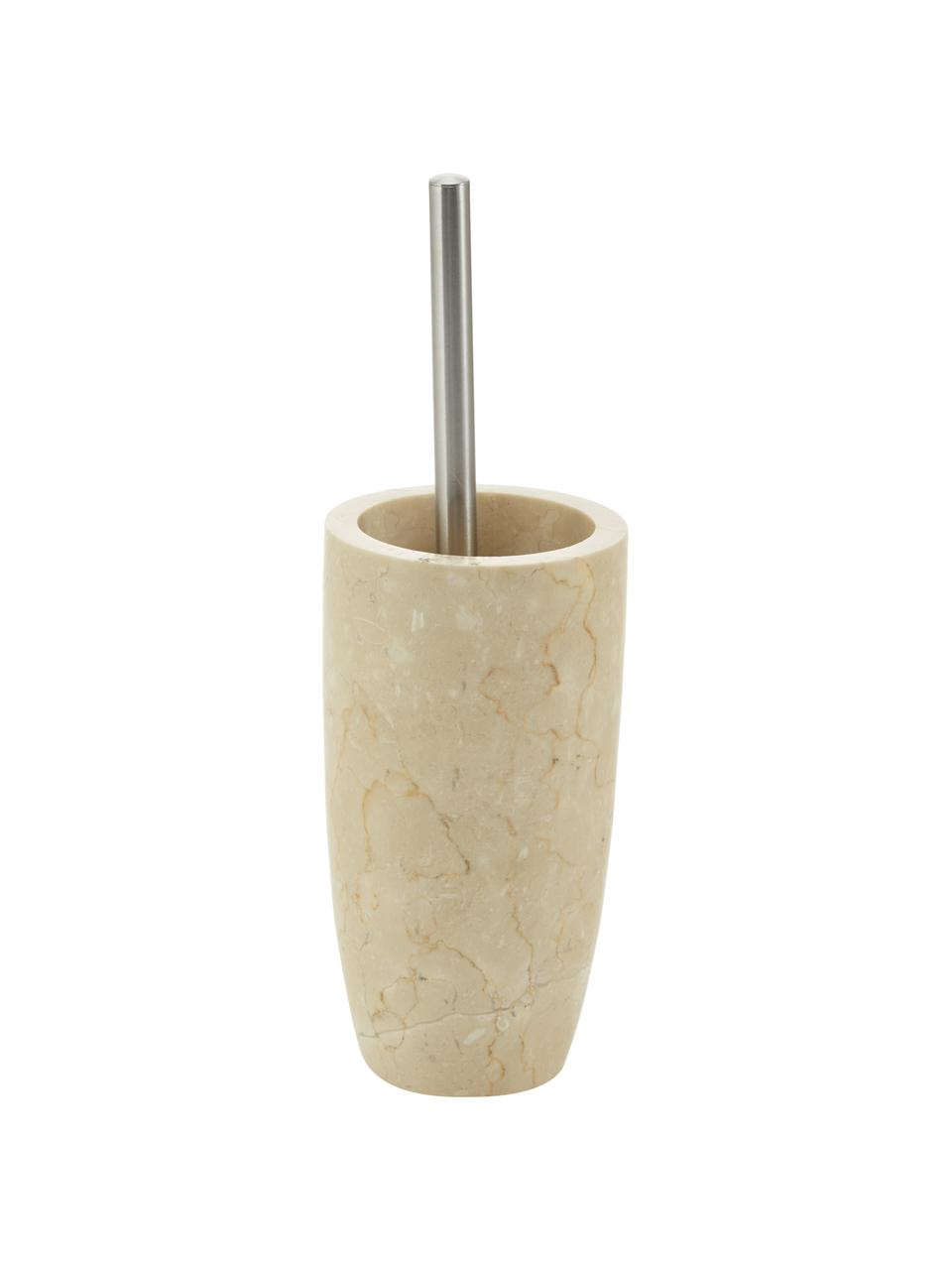 Marmeren toiletborstel Luxor, Houder: marmer, Beige, staalkleurig, Ø 11 x H 36 cm