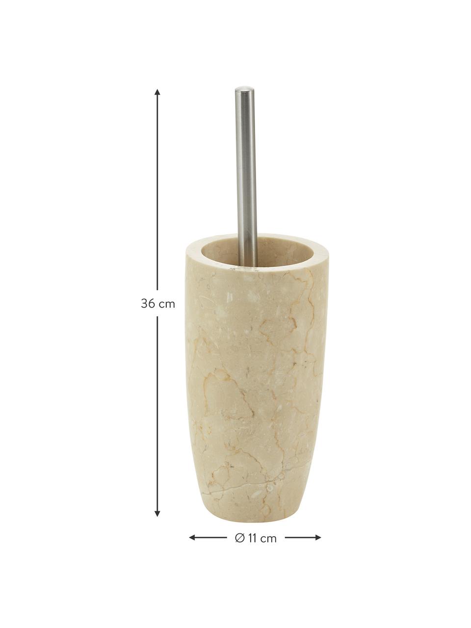 Marmeren toiletborstel Luxor, Houder: marmer, Beige, staalkleurig, Ø 11 x H 36 cm