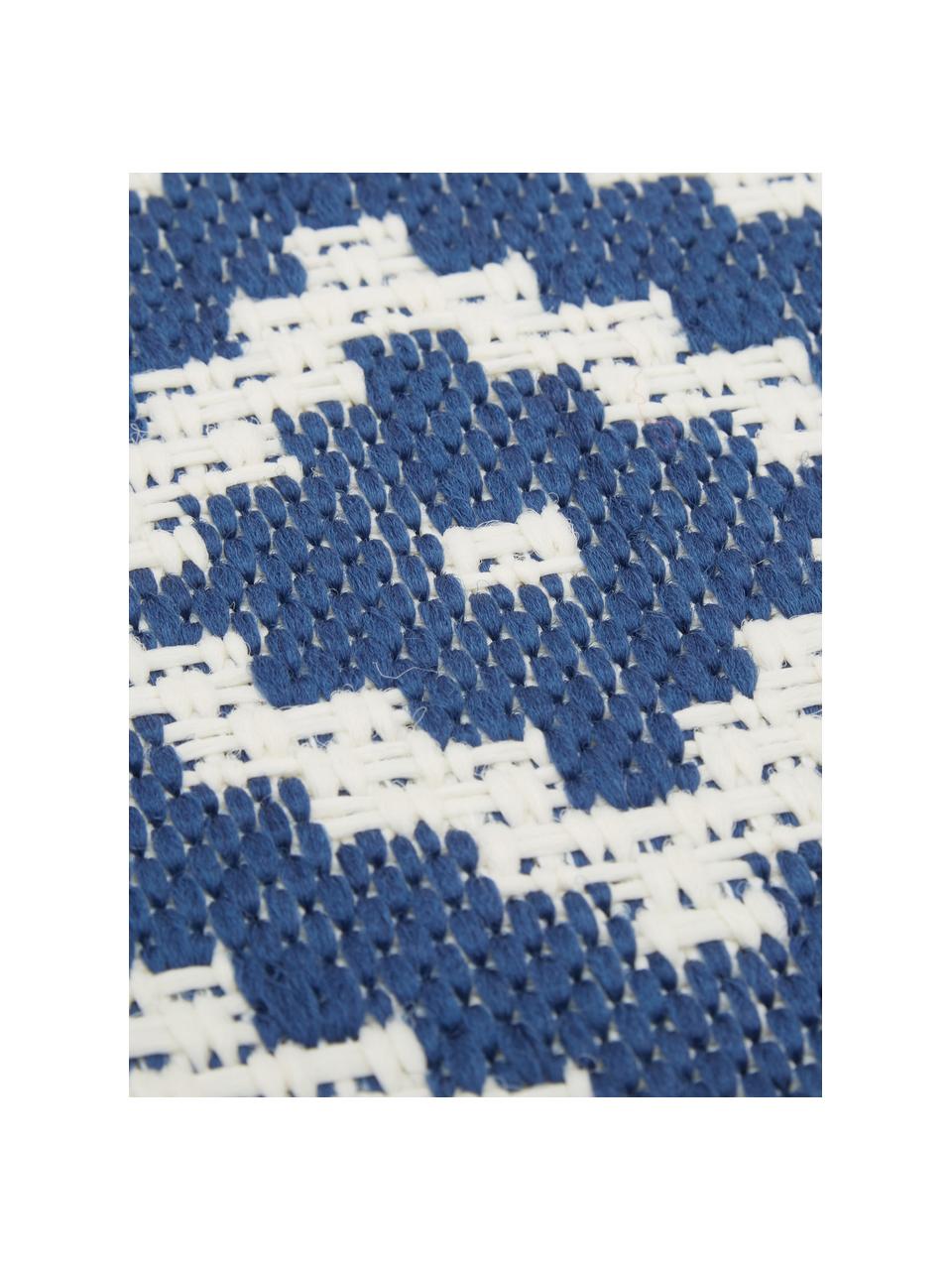Gemusterter In- & Outdoor-Teppich Miami in Blau/Weiß, 86% Polypropylen, 14% Polyester, Cremeweiß, Blau, B 160 x L 230 cm (Größe M)