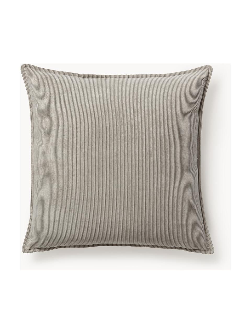 Cord-Sofa-Kissen Lennon, Hülle: 92 % Polyester, 8 % Polya, Cord Grau, B 70 x L 70 cm