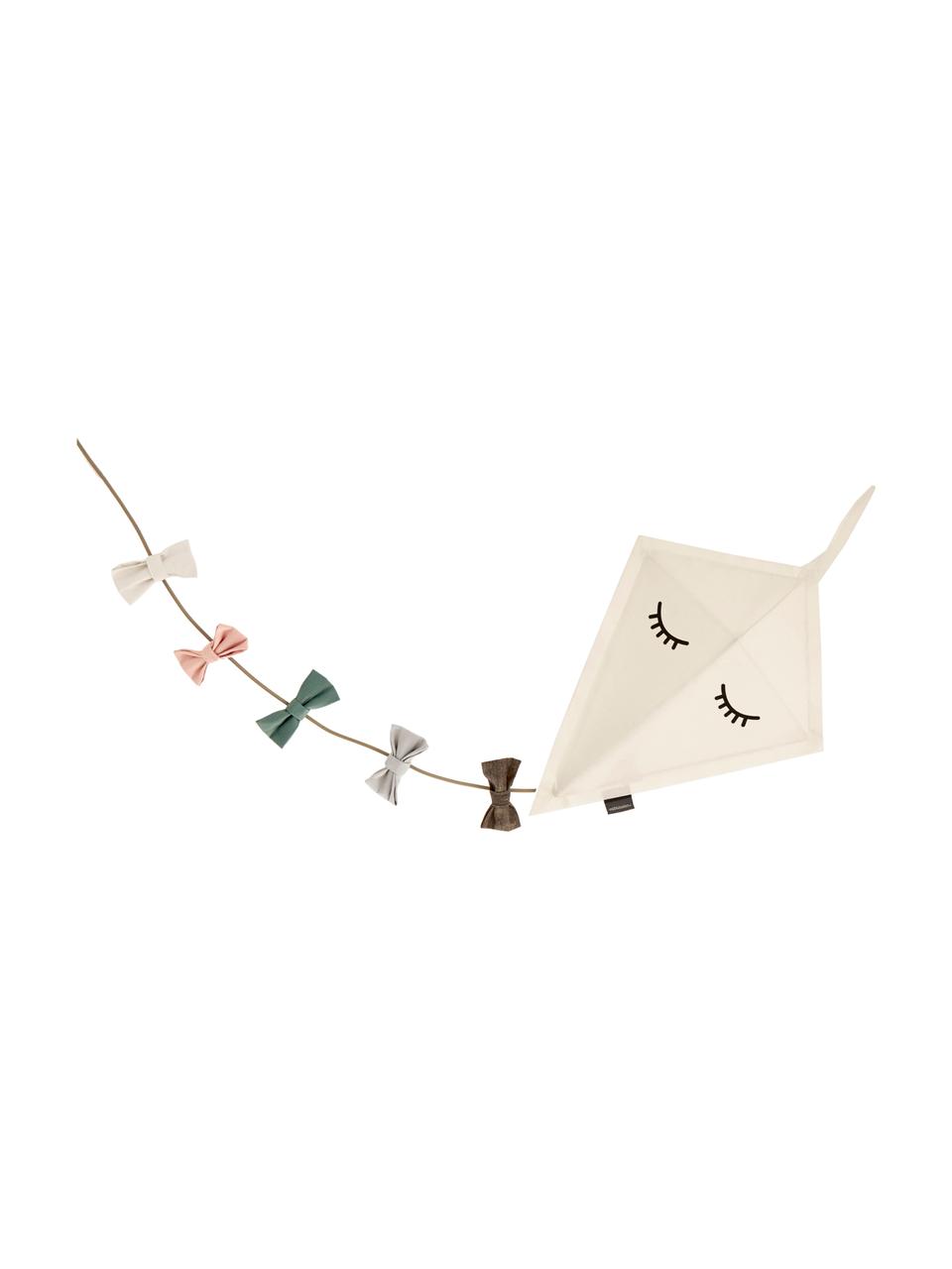 Wandlamp Kite met stekker, Decoratie: katoen, Frame: gepoedercoat metaal, Wit, multicolour, B 40 x H 52 cm
