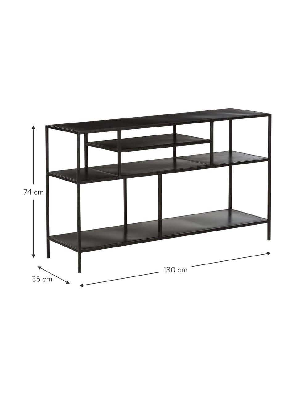 Metall-Standregal Display in Schwarz, Metall, pulverbeschichtet, Schwarz, 130 x 74 cm