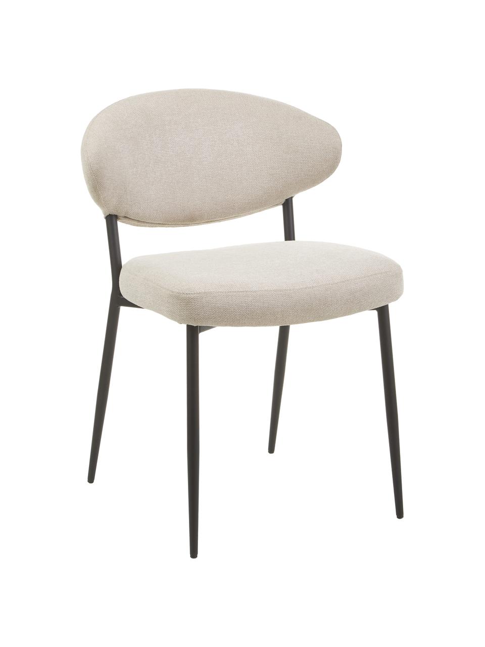 Sillas tapizadas Adele, 2 uds., Tapizado: 95% poliéster, 5% nylon A, Estructura: metal con pintura en polv, Tejido beige, An 54 x F 57 cm