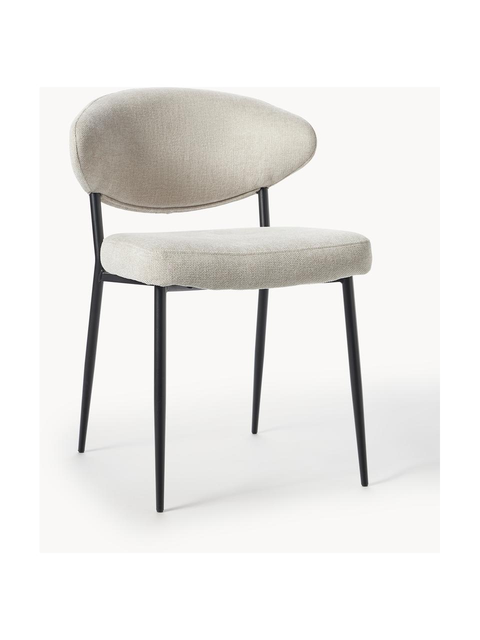 Gestoffeerde stoelen Adele, 2 stuks, Bekleding: 95% polyester, 5% nylon M, Frame: gepoedercoat metaal, Geweven stof lichtbeige, B 54 x H 57 cm