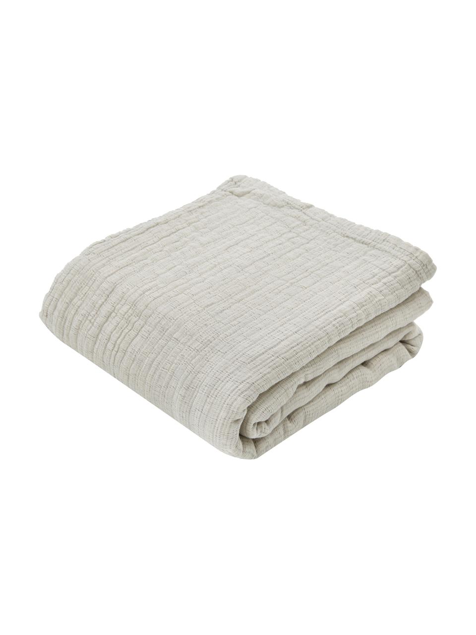 Tagesdecke Liv aus weichem Baumwollmusselin, 100% Baumwolle, Hellgrau, Beige, B 180 x L 260 cm (für Betten bis 140 x 200)
