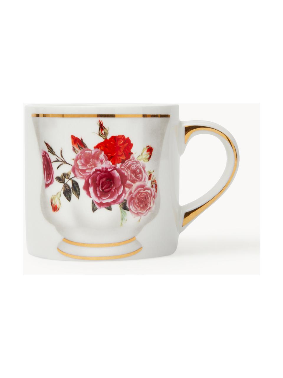 Tasse en porcelaine design Granny, Porcelaine, Blanc cassé, rose, Ø 8 x haut. 7 cm, 200 ml