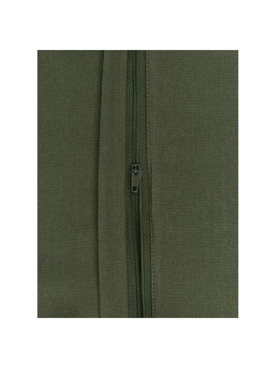 Housse de coussin 40x40 en coton vert foncé à houppes Shylo, 100 % coton, Vert, larg. 40 x long. 40 cm