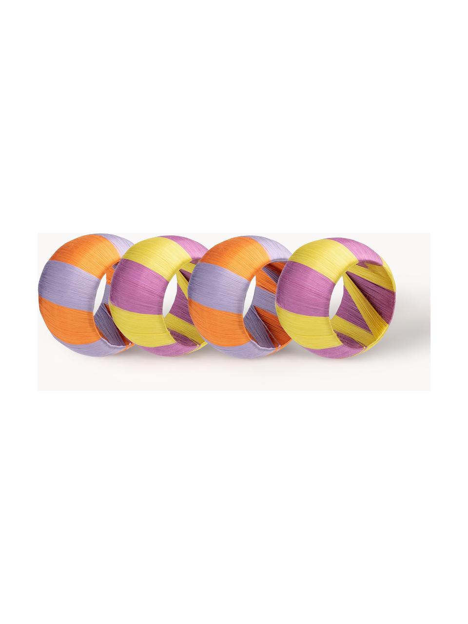 Súprava krúžkov na obrúsky Violette, 4 ks, Viskóza, plast, Fialová, levanduľová, svetložltá, oranžová, Ø 5 cm