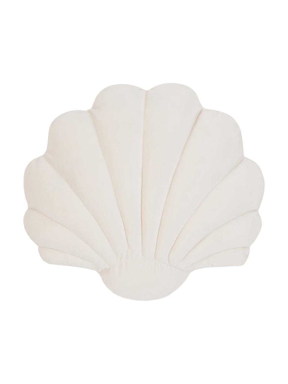 Cuscino in velluto a forma di conchiglia Shell, Retro: 100% cotone, Bianco crema, Larg. 32 x Lung. 27 cm