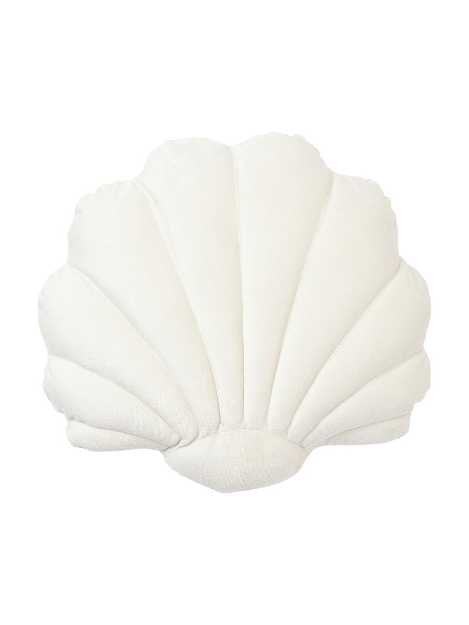 Poduszka z aksamitu Shell, Kremowobiały, S 32 x D 27 cm