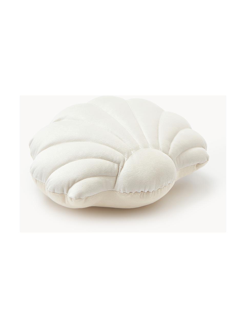 Zamatový vankúš v tvare mušle Shell, Lomená biela, Š 32 x D 27 cm