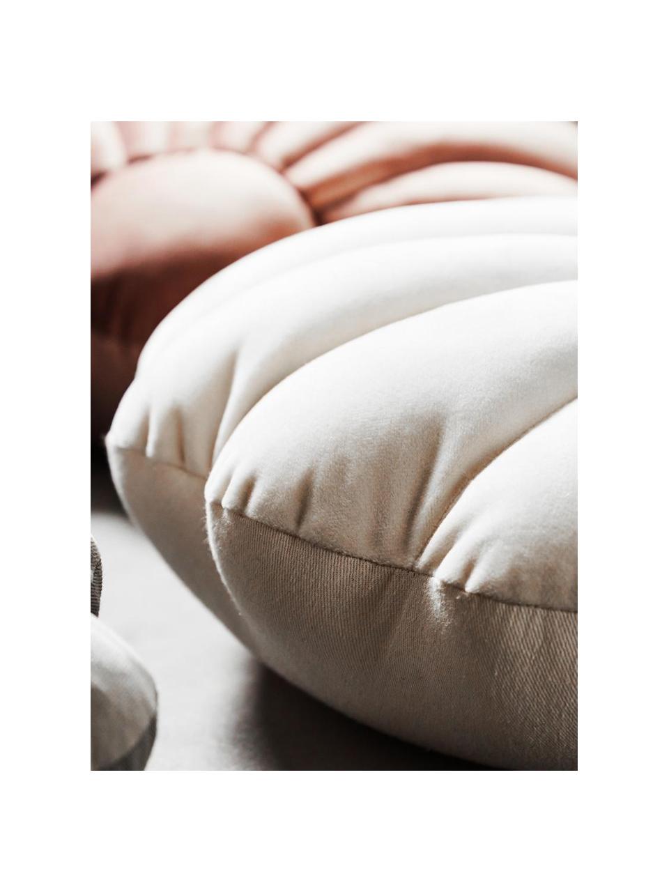 Coussin coquillage en velours Shell, Blanc cassé, larg. 32 x long. 27 cm