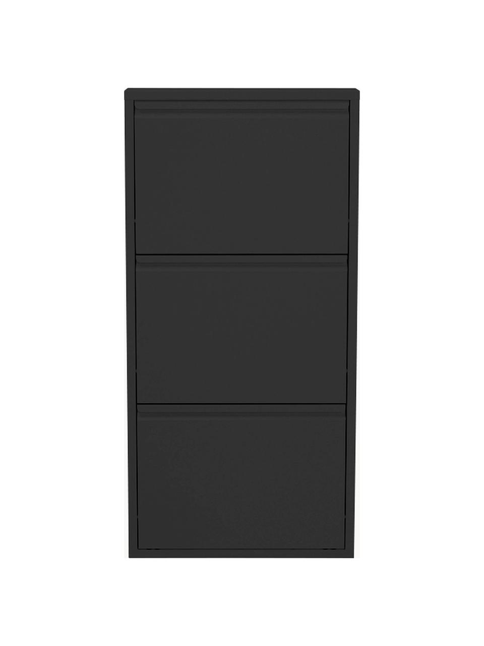 Wand-Schuhschrank Caruso mit Klappfächern, Stahl, pulverbeschichtet, Schwarz, B 50 x H 103 cm