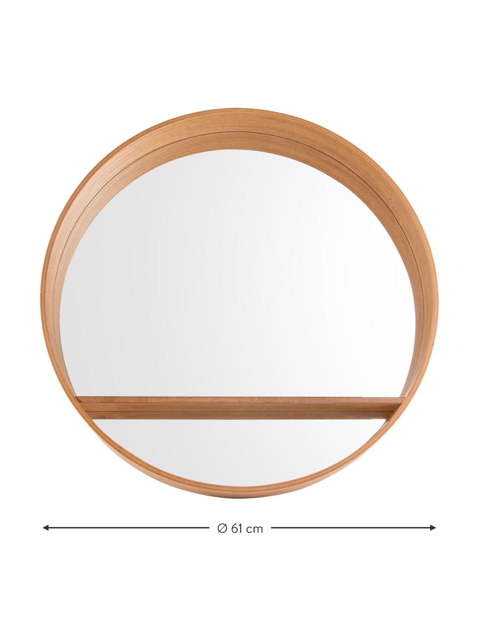 Okrągłe lustro ścienne z drewnianą ramą Sheer, Brązowy, Ø 61 x G 8 cm