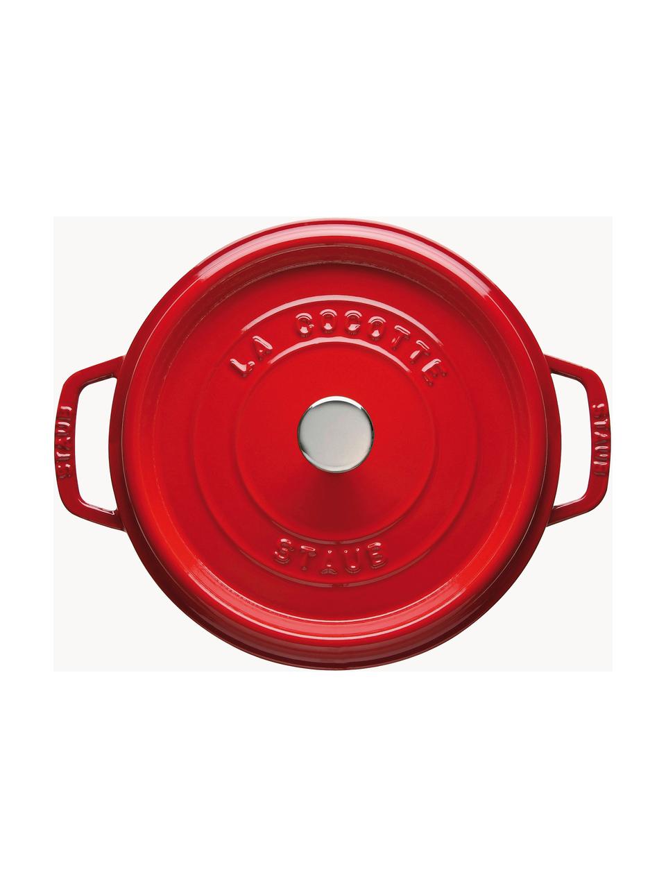 Cocotte redonda de hierro fundido La Cocotte, Hierro fundido esmaltado, Rojo, plateado, Ø 28 x Al 18 cm