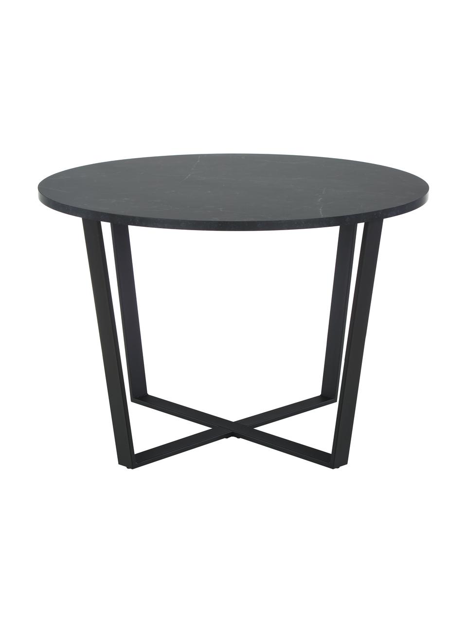 Okrągły stół do jadalni o wyglądzie marmuru Amble, Blat: płyta pilśniowa średniej , Czarny, Ø 110 x W 75 cm