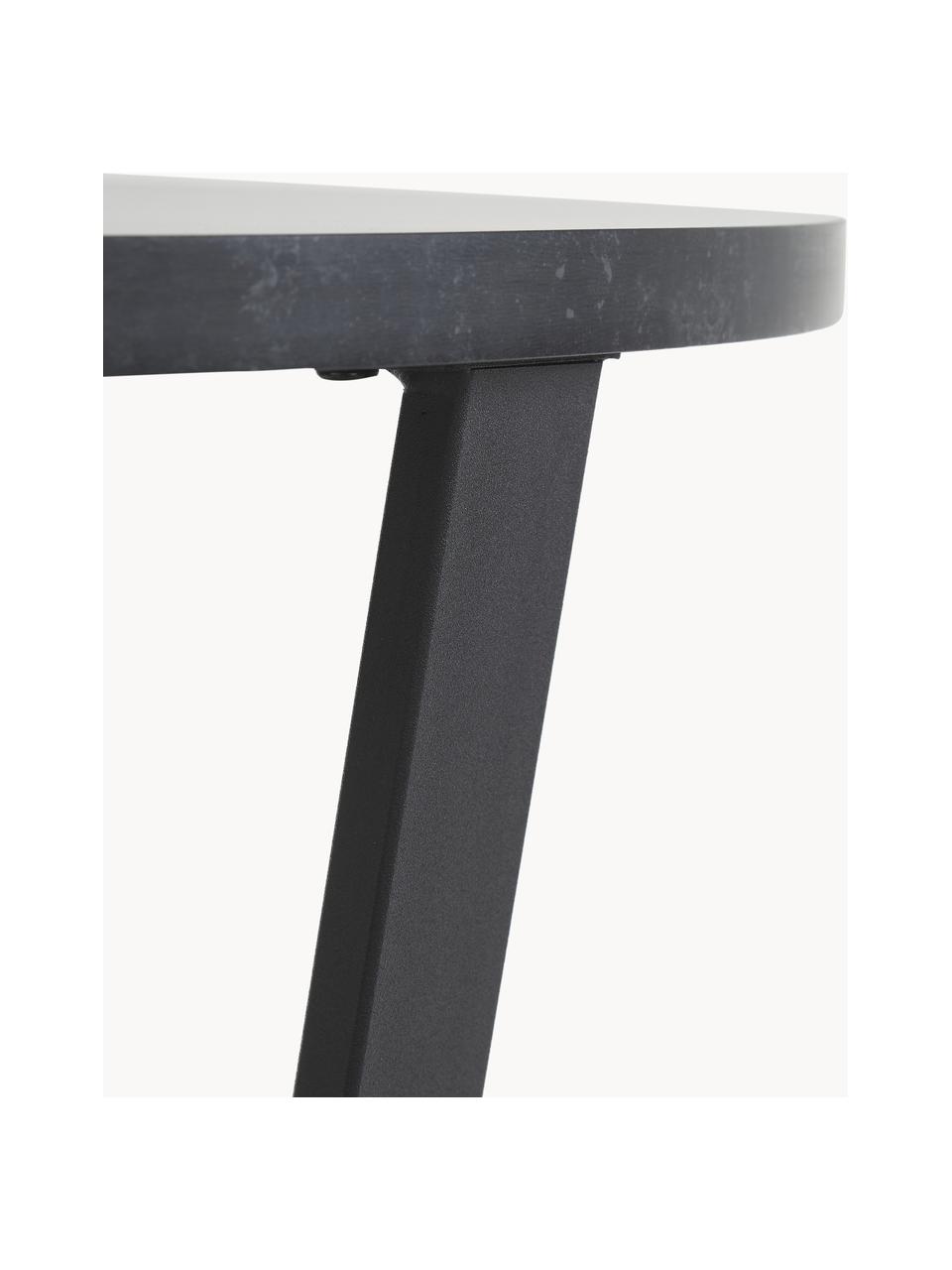 Mesa de comedor redonda Amble, tablero en aspecto mármol, Ø 110 cm, Tablero: tablero de fibras de dens, Patas: metal con pintura en polv, Aspecto mármol negro, negro, Ø 110 cm