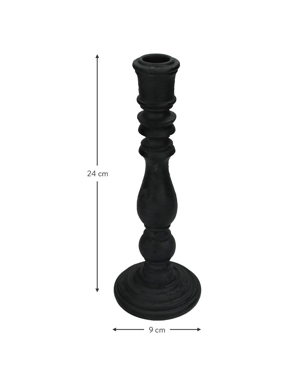 Candelabro nero Diana, Poliresina, Nero, Ø 9 x Alt. 24 cm