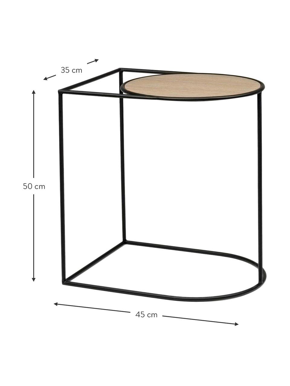 Odkládací stolek Everitt, Světle hnědá, černá, Š 45 cm, H 35 cm