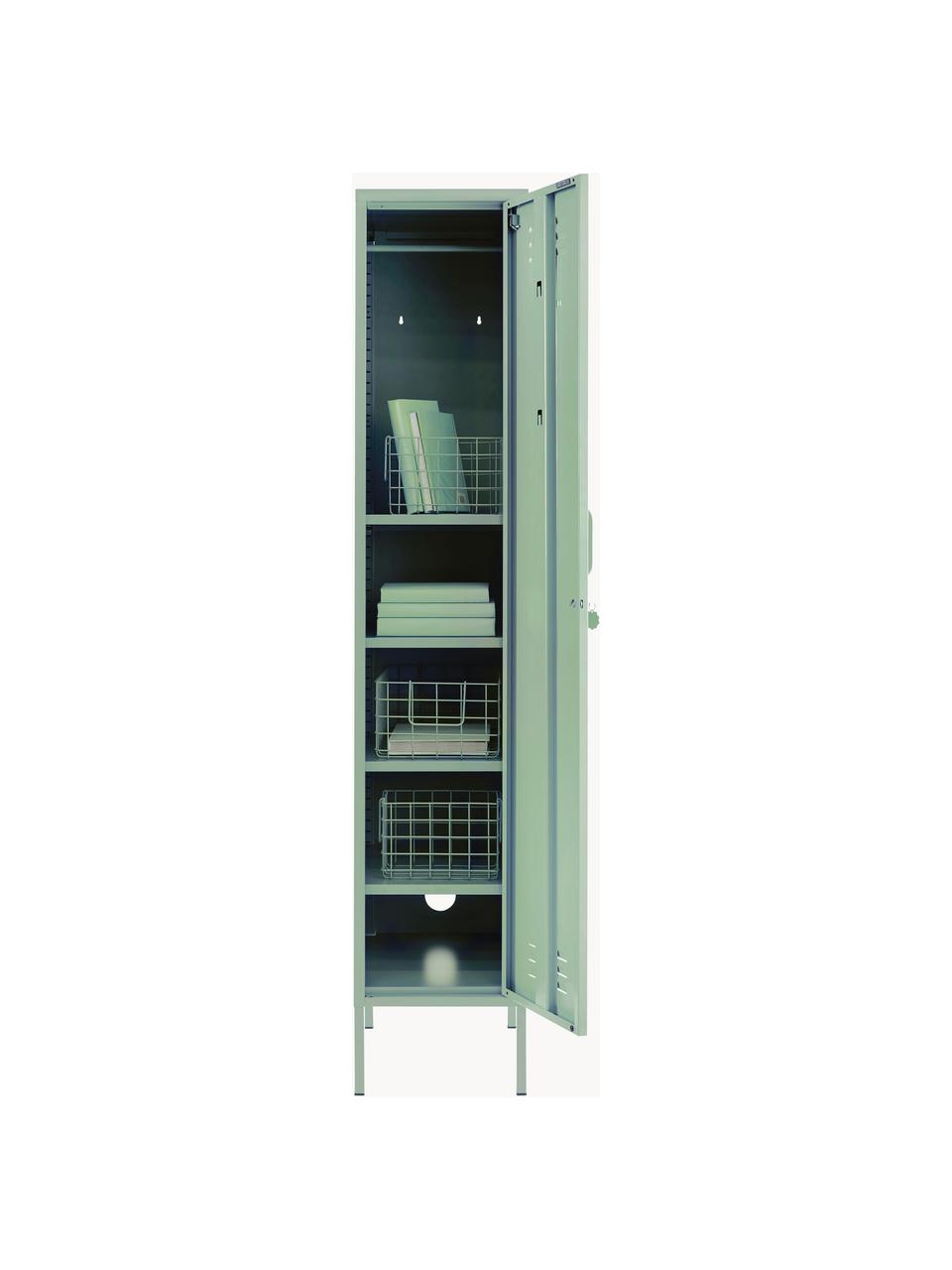 Kleiner Kleiderschrank Skinny, Stahl, pulverbeschichtet, Salbeigrün, B 35 x H 183 cm