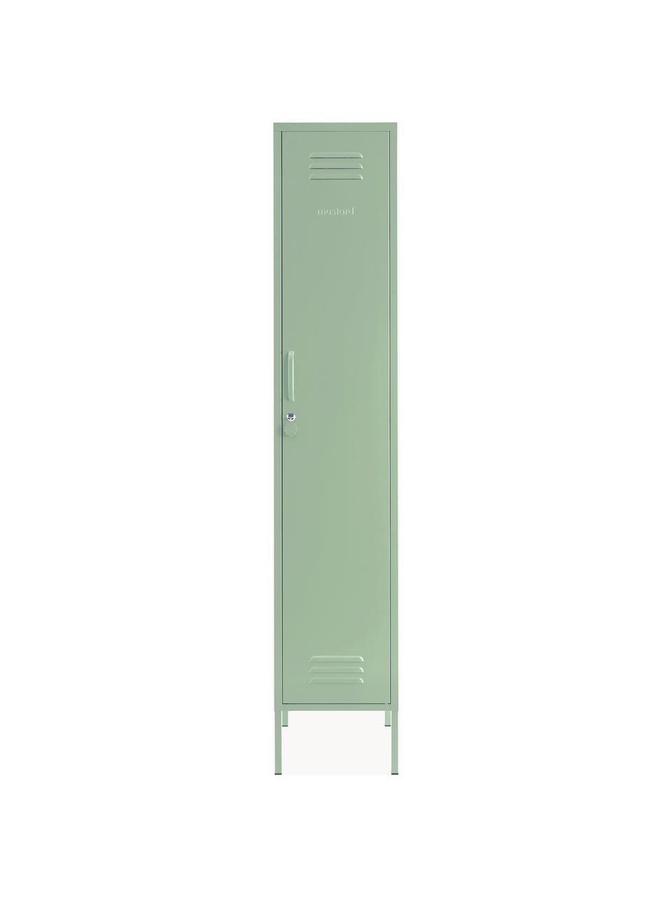 Armadietto piccolo The Skinny, Acciaio verniciato a polvere, Verde salvia, Larg. 35 x Alt. 183 cm