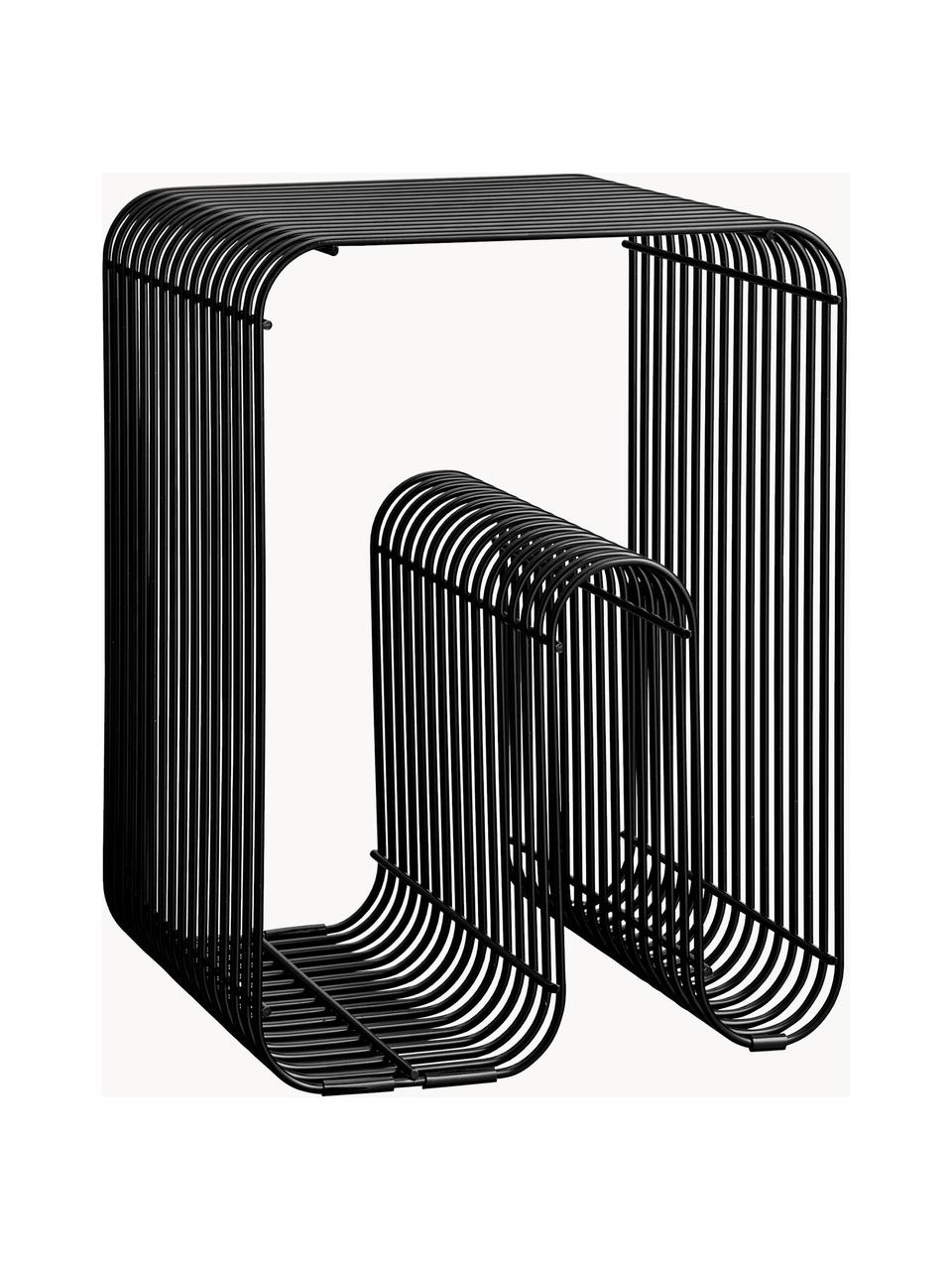 Stolik pomocniczy z metalu Curva, Metal powlekany, Czarny, S 32 x W 43 cm