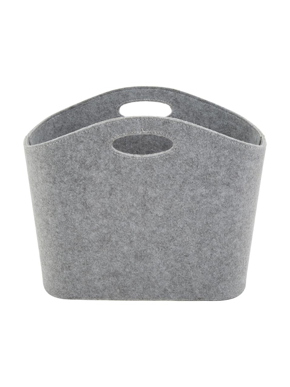 Cesto realizzato in feltro di plastica riciclata Masha, Feltro in plastica riciclata, Grigio chiaro, Lung. 45 x Larg. 30 cm