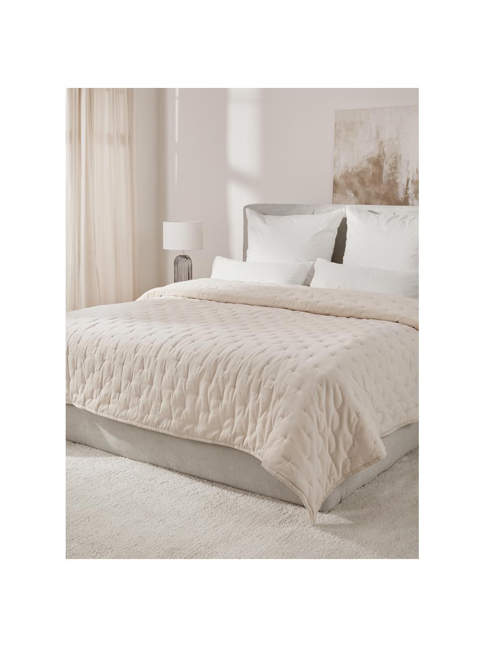 Copriletto trapuntato in velluto Cheryl, Retro: cotone, Beige, Larg. 240 x Lung. 250 cm (per letti da 200 x 200 cm)