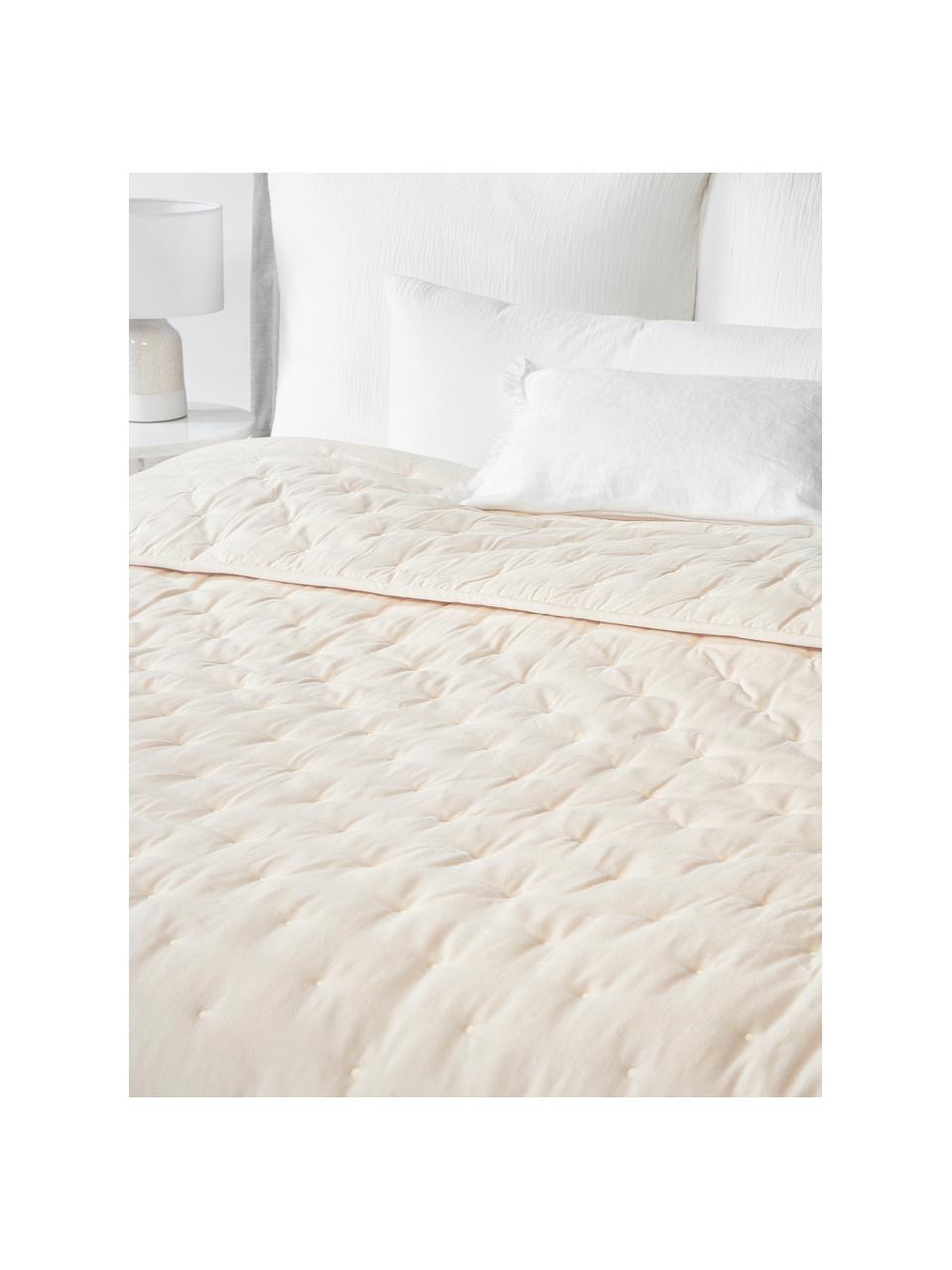 Gewatteerde bedsprei Cheryl van fluweel, Crèmewit, B 240 x L 250 cm (voor bedden tot 200 x 200)