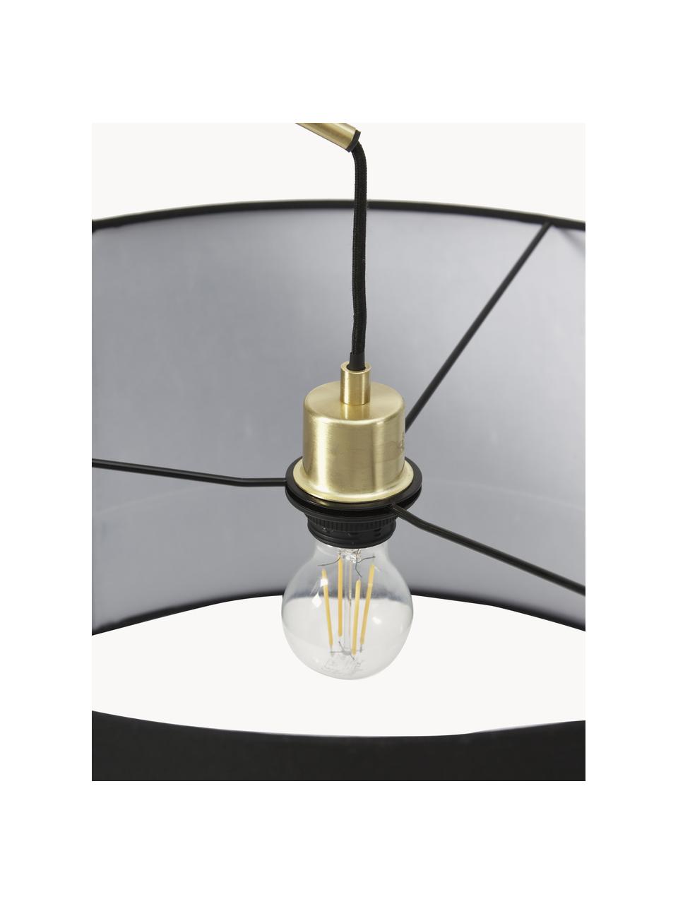 Lampada grande ad arco Niels, Base della lampada: metallo spazzolato, Paralume: tessuto, Nero, dorato, Alt. 218 cm