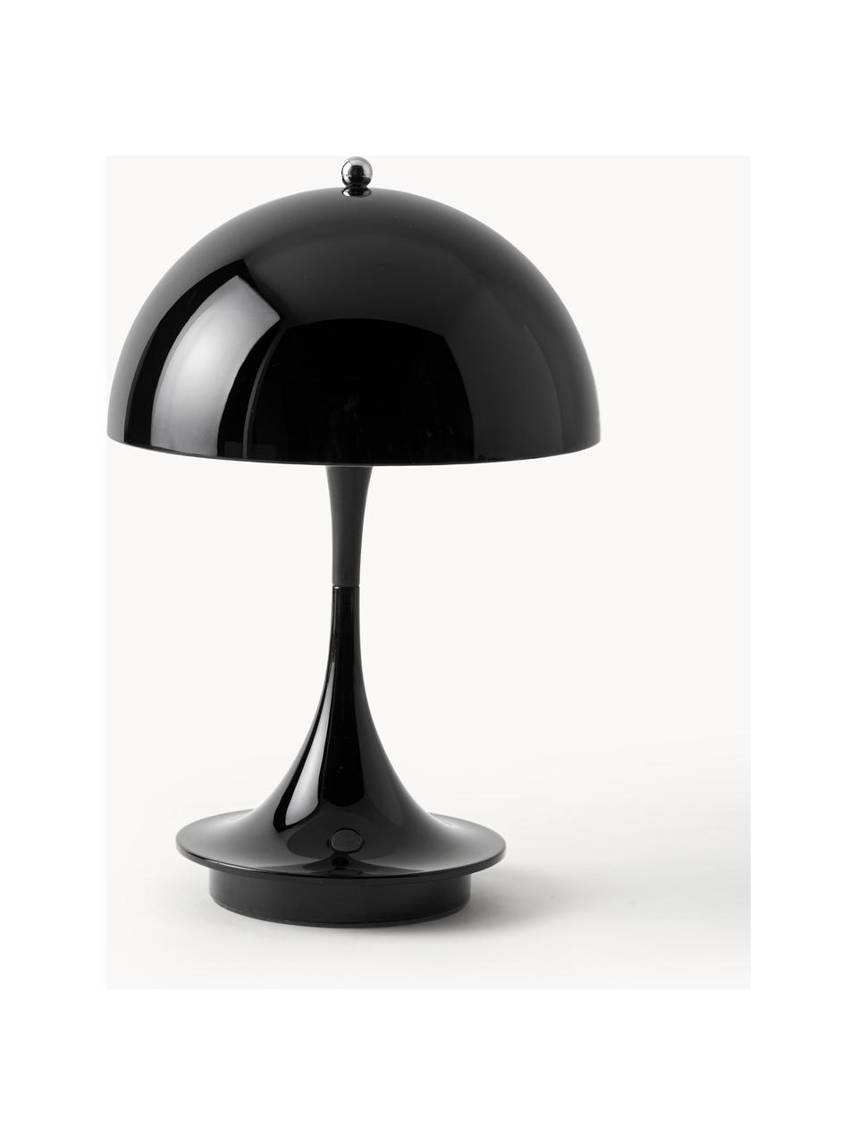 Lámpara de mesa LED regulable Panthella, Al 24 cm, Pantalla: acero recubierto, Estructura: aluminio recubierto, Acero negro, Ø 16 x Al 24 cm