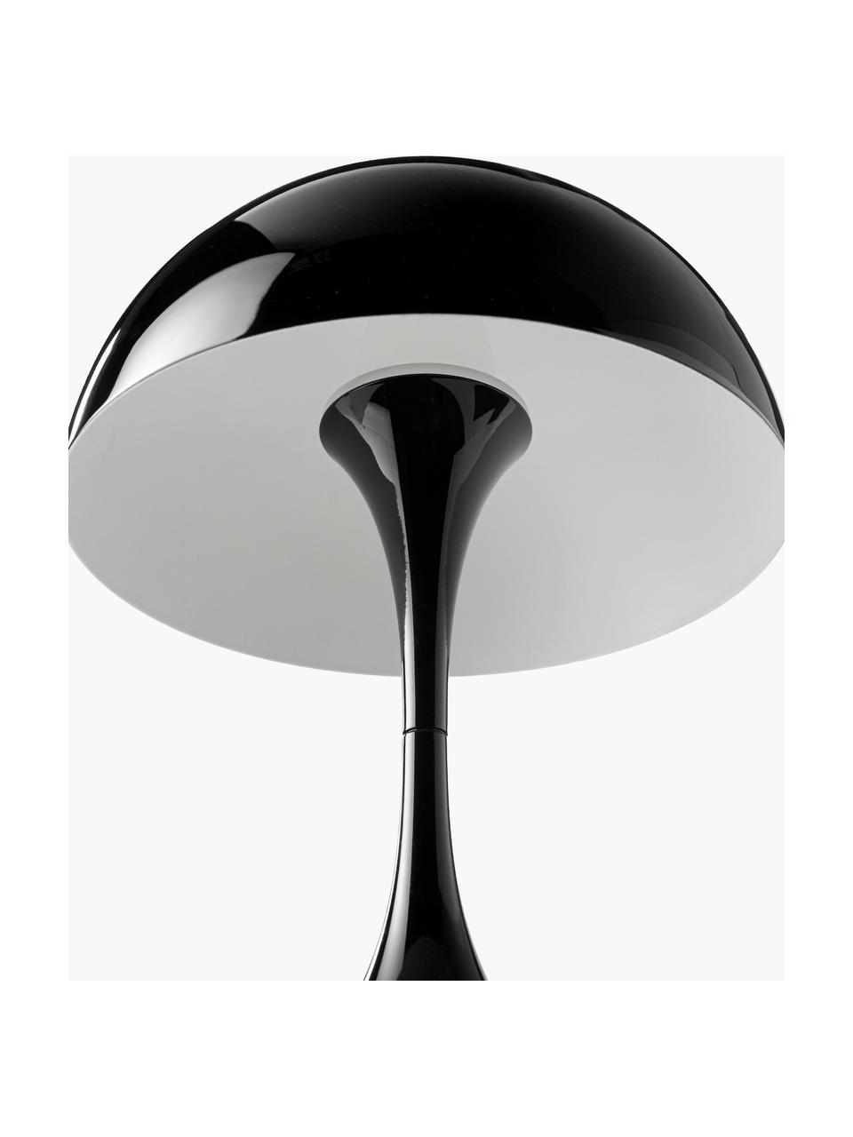 Lampada da tavolo portatile a LED con luce regolabile Panthella, alt. 24 cm, Paralume: acciaio rivestito, Struttura: alluminio rivestito, Acciaio nero, Ø 16 x Alt. 24 cm