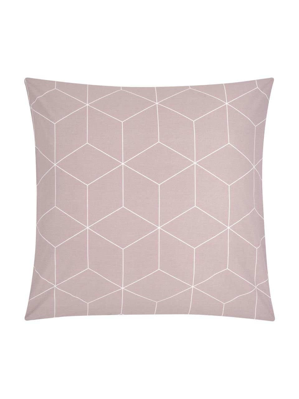 Taie d'oreiller 65x65 coton Lynn, 2 pièces, Vieux rose, blanc crème, 65 x 65 cm