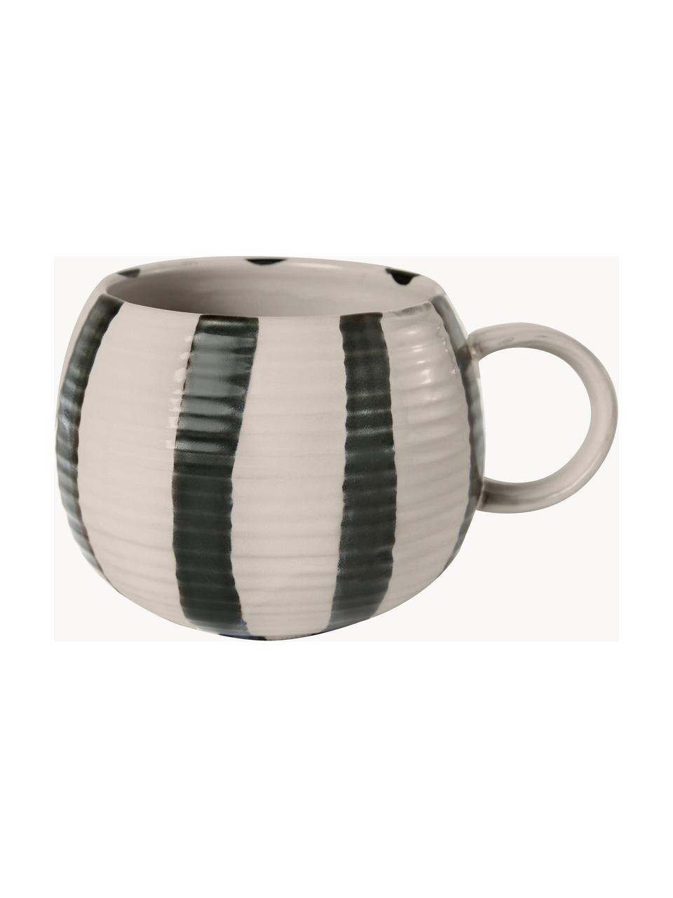 Taza artesanal grande Serina, Gres, Beige claro, negro, Ø 11 x 9 cm, 510 ml