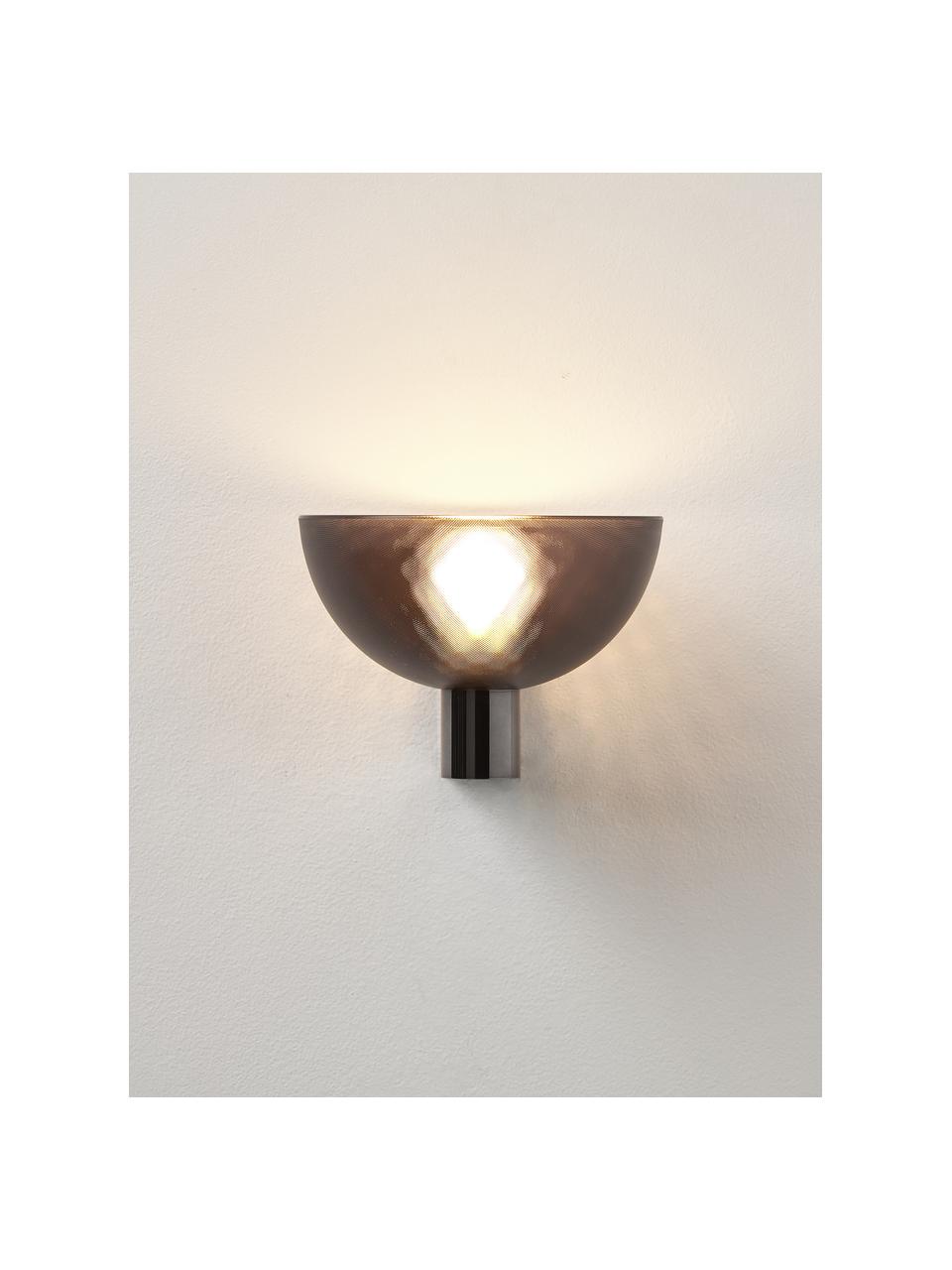 Dimbare LED wandlamp Fata, Kunststof, Bruin, chroomkleurig, B 16 x D 17 cm