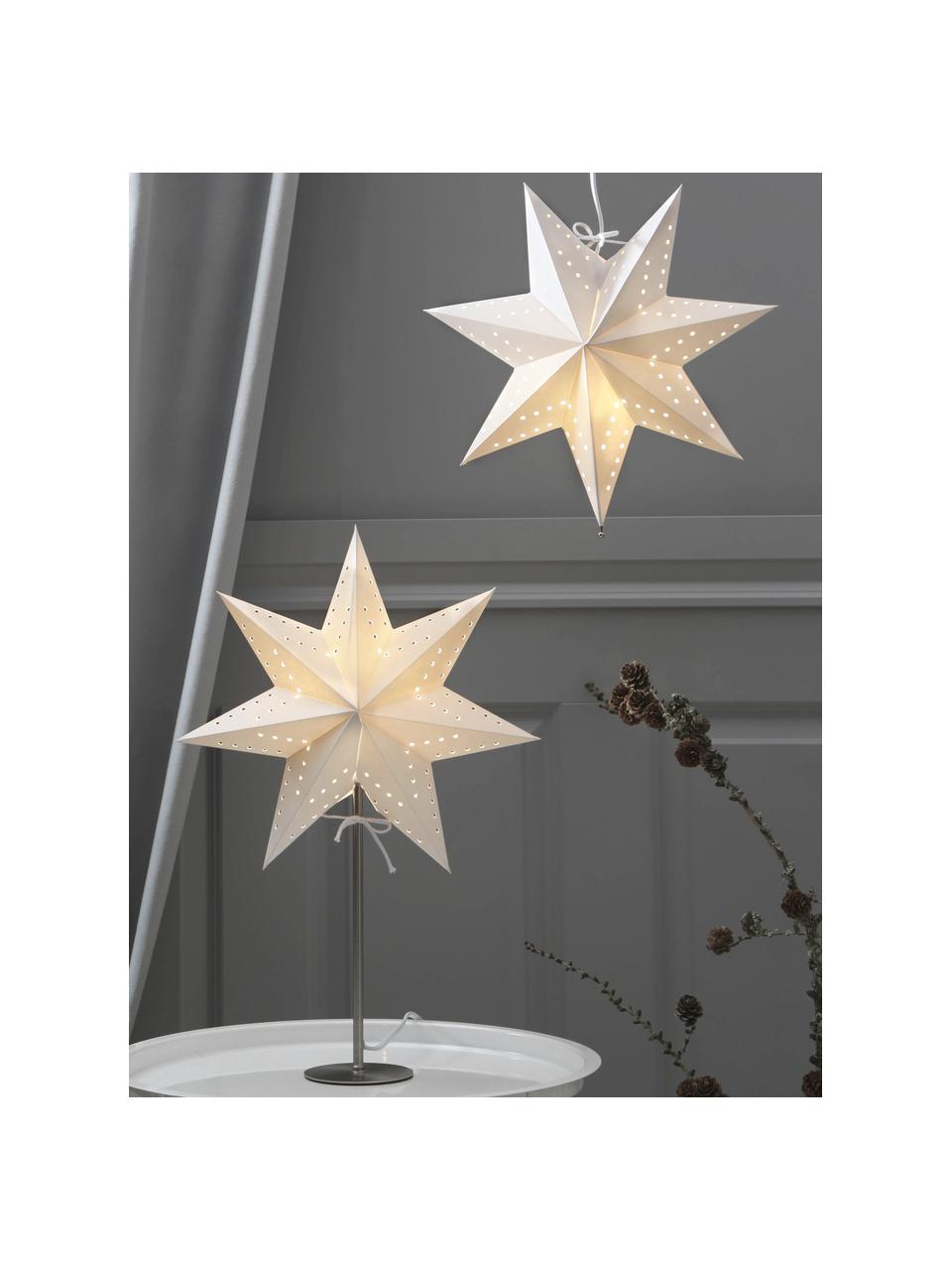 Estrella luminosa Boho, Cable: plástico, Blanco, plateado, An 34 x Al 51 cm
