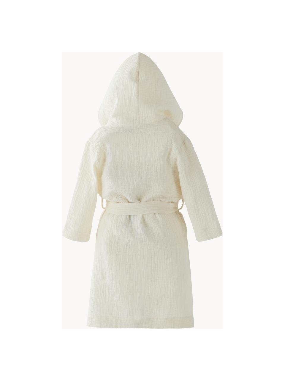 Kinder-Bademantel Lilia Mini aus Musselin, 100 % Bio-Baumwolle (Musselin), GOTS-zertifiziert, Off White, 86/92