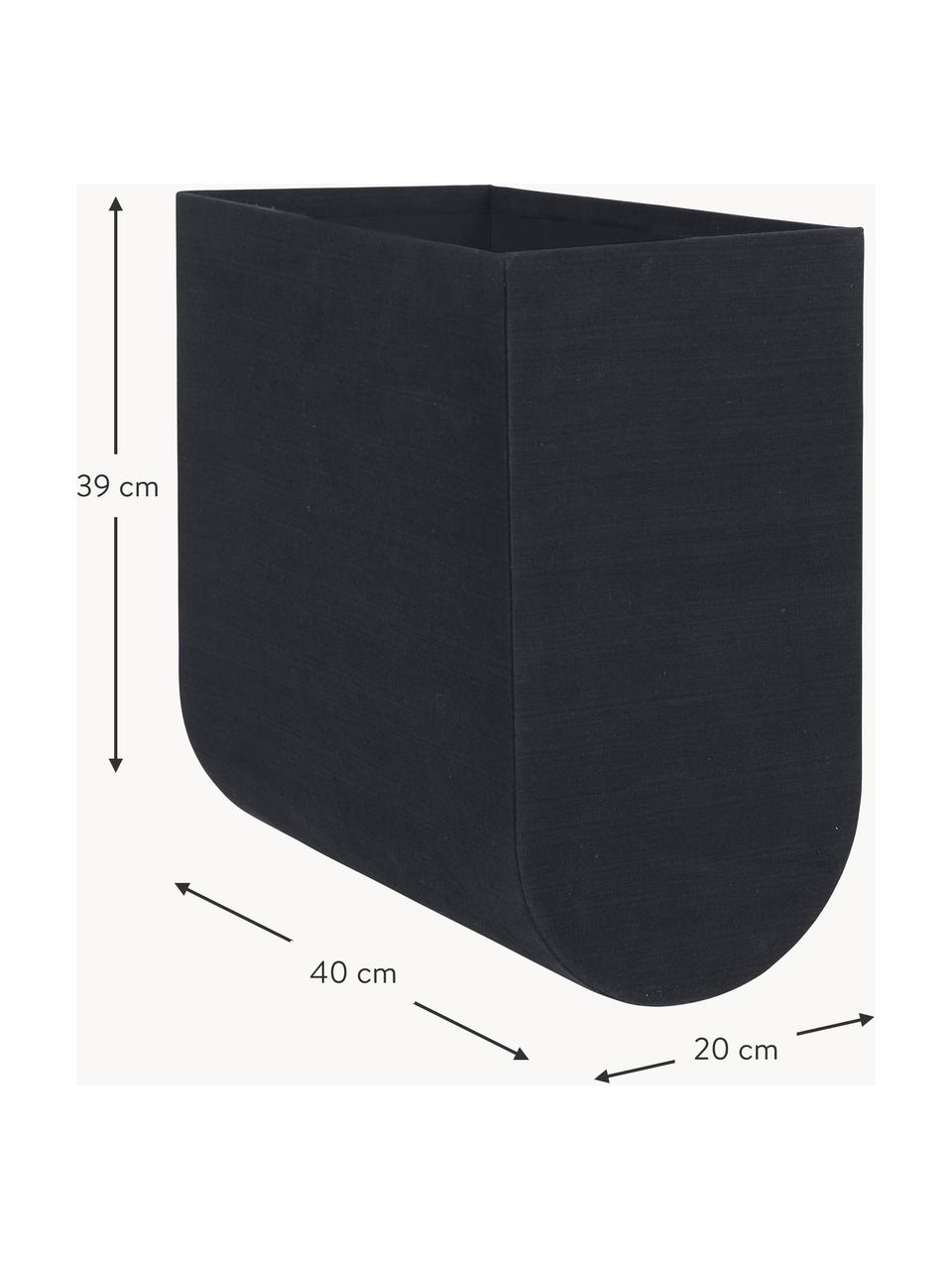 Handgefertigte Aufbewahrungsbox Curved, B 20 cm, Bezug: 100 % Baumwolle, Korpus: Pappe, Schwarz, B 20 x H 39 cm